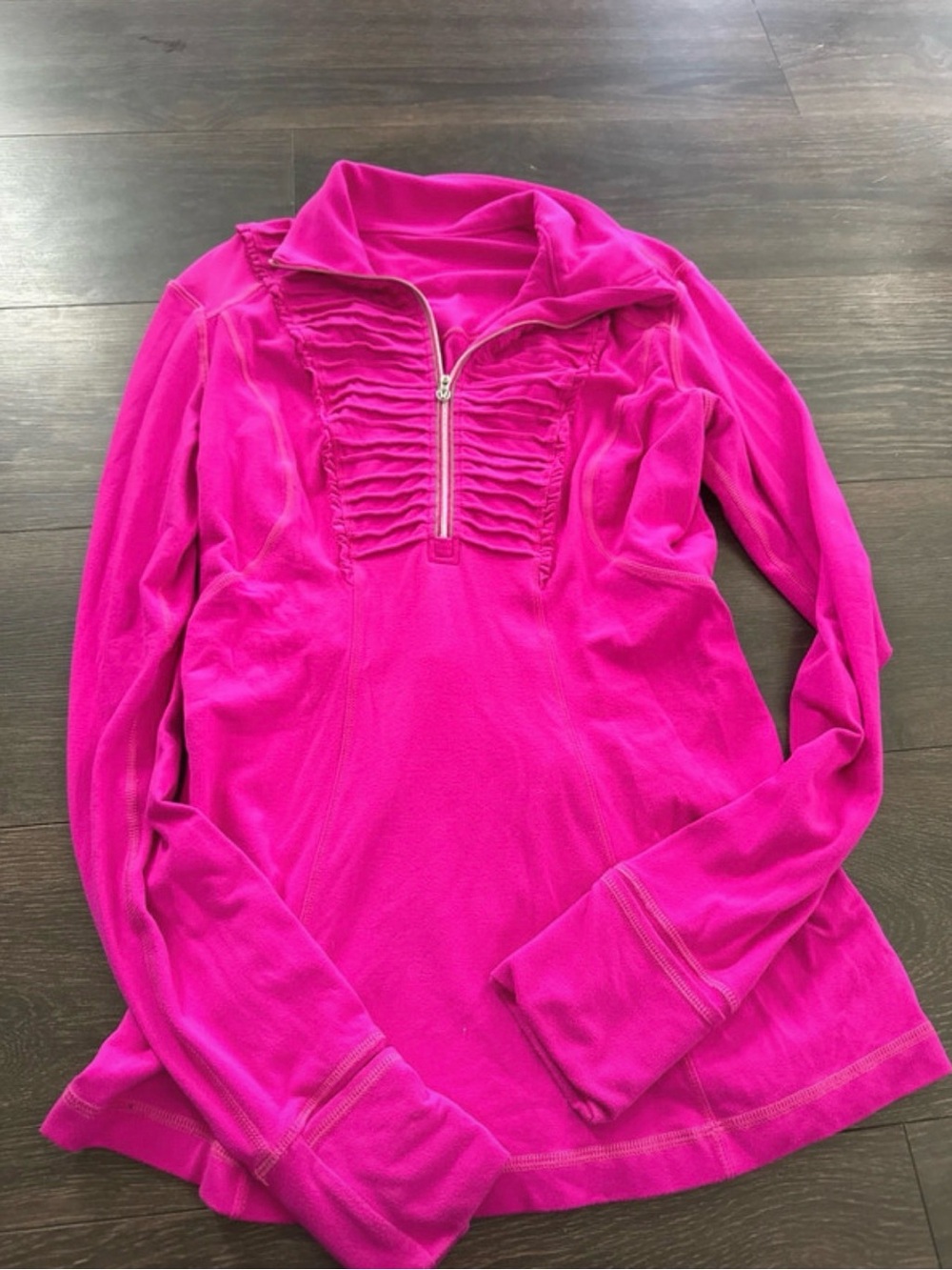 lululemon athletica Hot Pink Ruffled Quarter-Zip Pullover